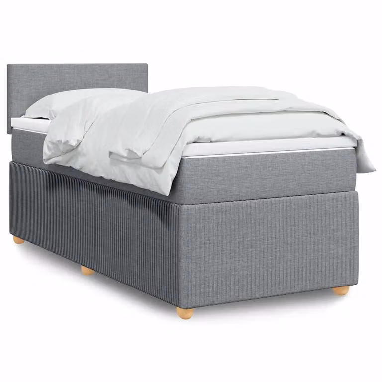 vidaXL Giroletto a Molle Ibrido con Materasso in Tessuto Grigio e Bianco L/P/H: 90 x 190 cm
