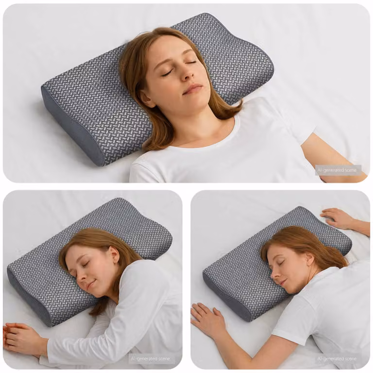 Cuscino cervicale ergonomico vidaXL in memory foam grigio con rivestimento traspirante e lavabile L/P/H: 59 x 34 x 12 cm