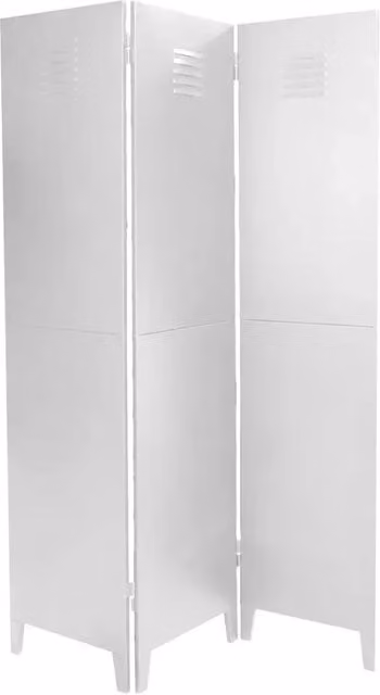 Paravento a 3 pannelli in metallo Meublorama Collezione LOFT stile industriale colore bianco L: 120 cm, H: 170 cm