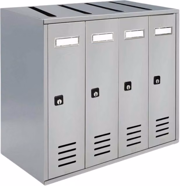 Cassette Postali Condominiali ALUBOX CUBO 4 Posti in Lamiera Zincata Argento RAL 9006 L/P/H: 38,5 x 43 x 25 cm – 1