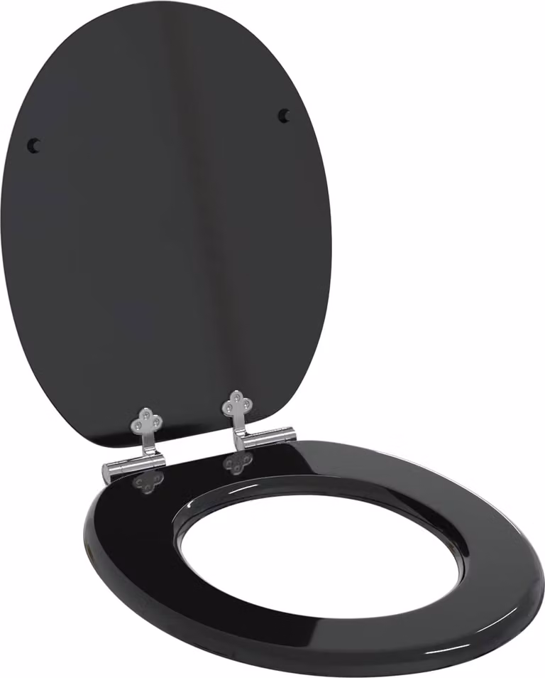 Sedile per toilette con chiusura morbida Nero 44 x 38 cm
