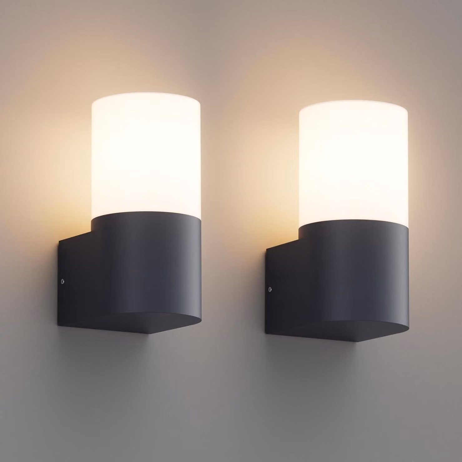 Lampade da parete per esterni, set da 2, attacco E27, grado di protezione IP65, alluminio, illuminazione esterna per giardino, colore antracite