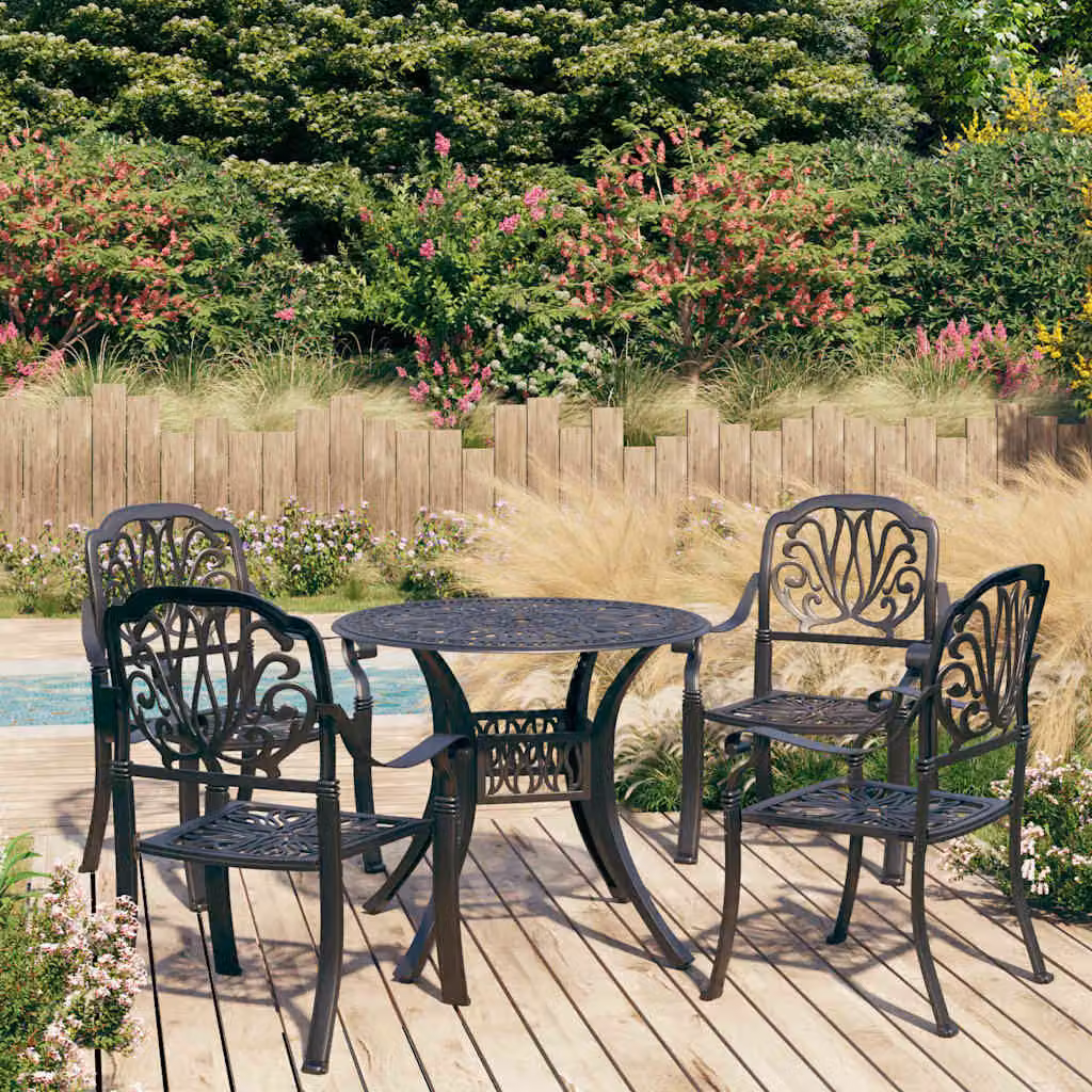 Set da Bistrot vidaXL in Alluminio Pressofuso Nero per Giardino, 5 Pezzi