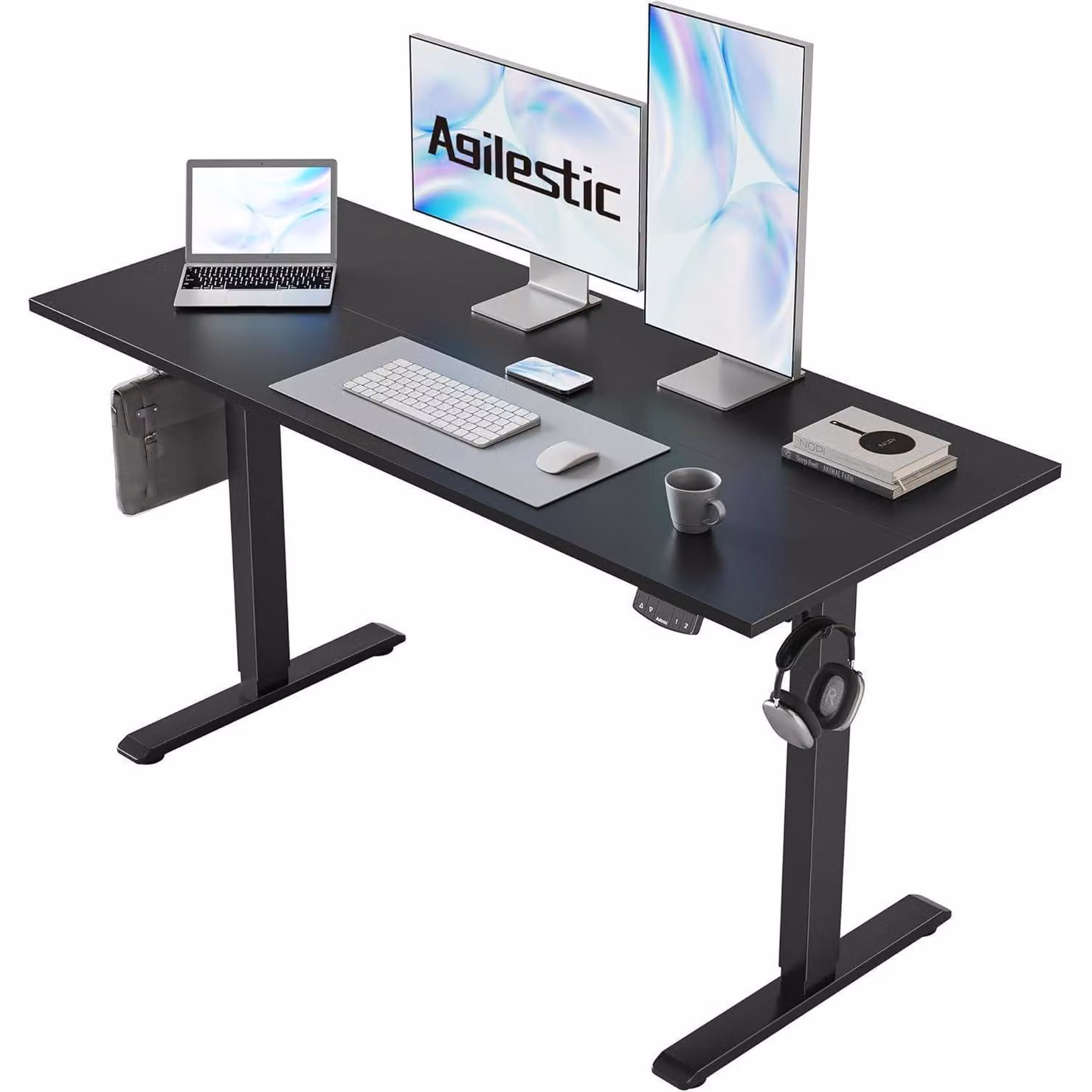 Scrivania elettrica, dimensioni 120 x 60 cm, regolabile in altezza con funzione di memoria, colore nero