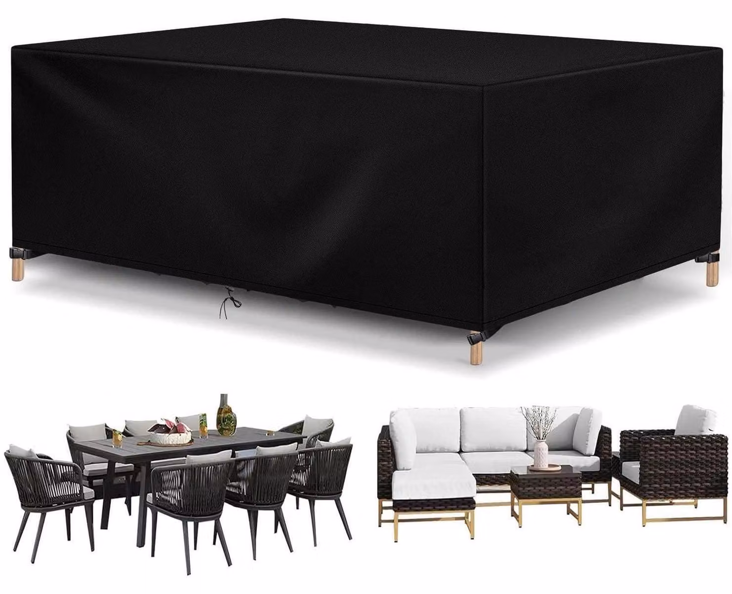 Copertura impermeabile per mobili da giardino, resistente alle intemperie, rettangolare, dimensioni 150x90x74 cm