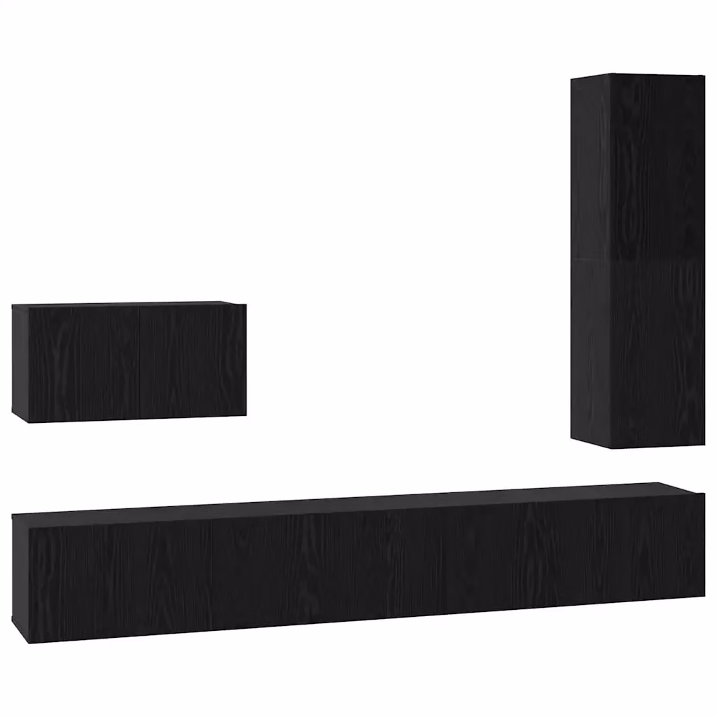 Set mobile TV moderno vidaXL in 4 pezzi, Rovere e Nero, L/P/H: 200 x 35,1 x 30 cm – 2