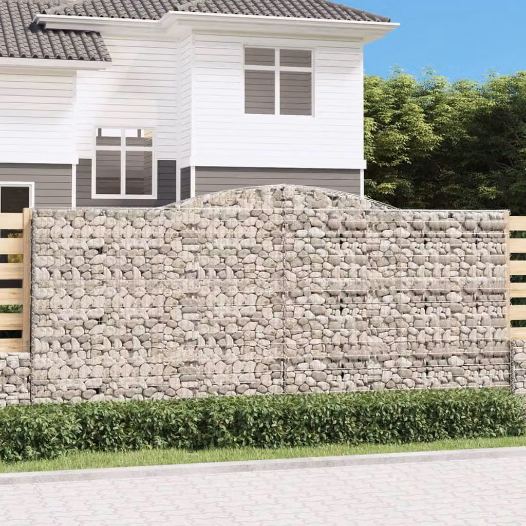 Set di 6 Cesti Gabbioni ad Arco vidaXL in Acciaio Zincato Grigio L: 400 cm, P: 30 cm, H: 180/200 cm