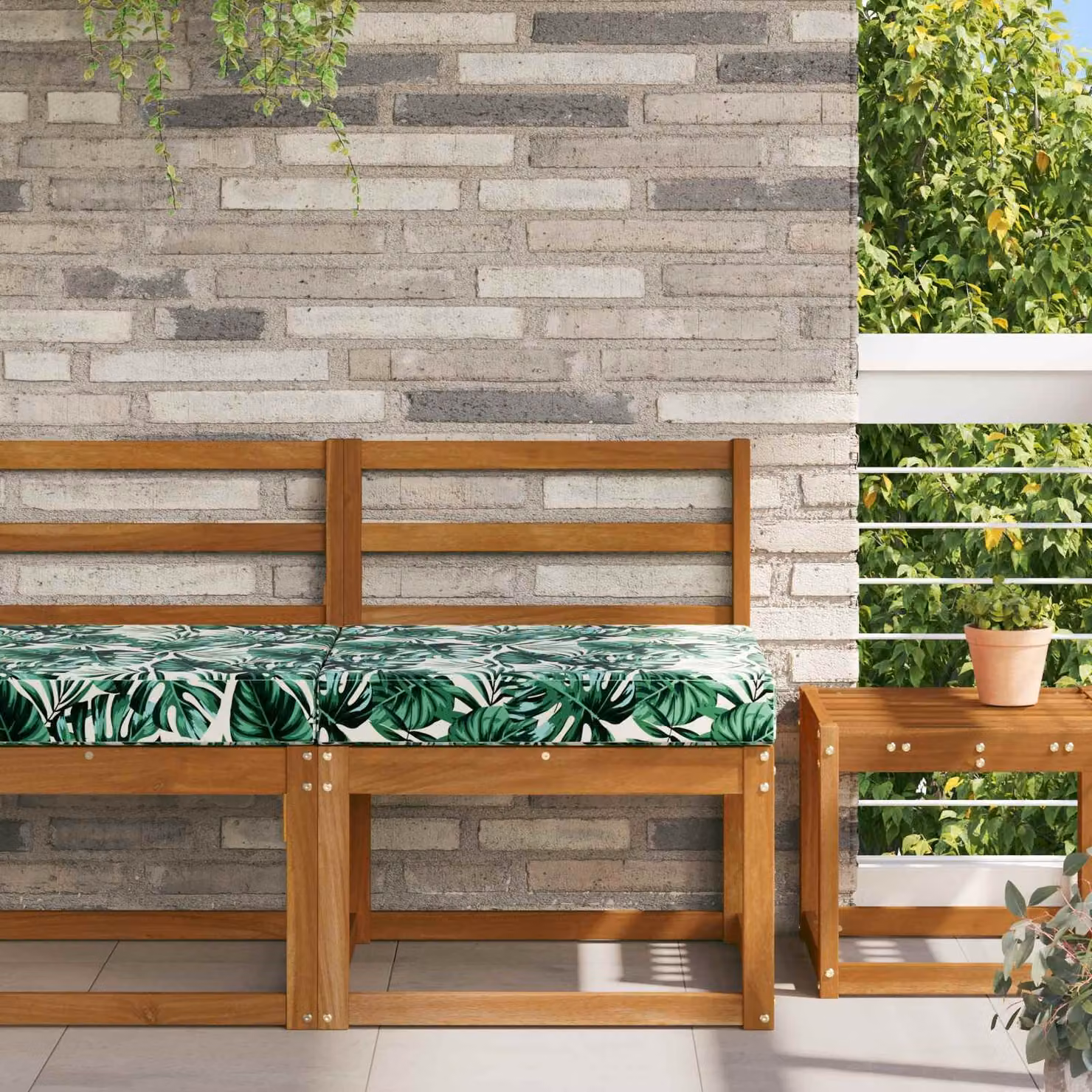 vidaXL Cuscino da divano per esterno verde con motivo floreale in poliestere, L 60 x P 60 x H 60 cm