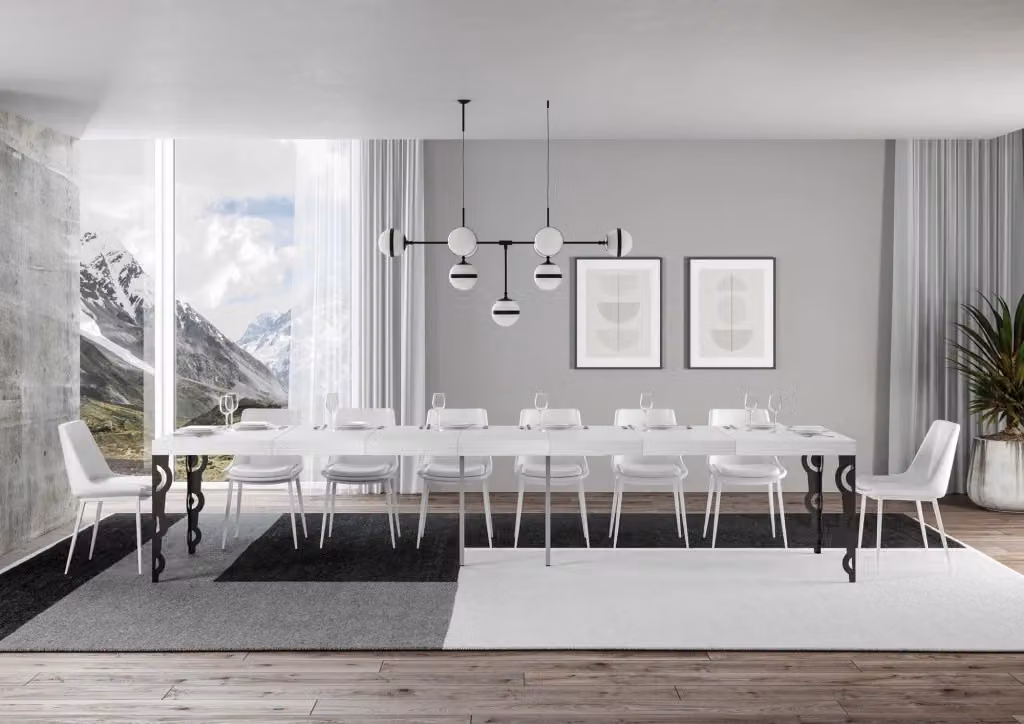 Tavolo allungabile Karayan Premium Bs Com bianco frassino con telaio antracite L/P/H: 130 x 90 x 77 cm (estendibile fino a 390 cm) – 2