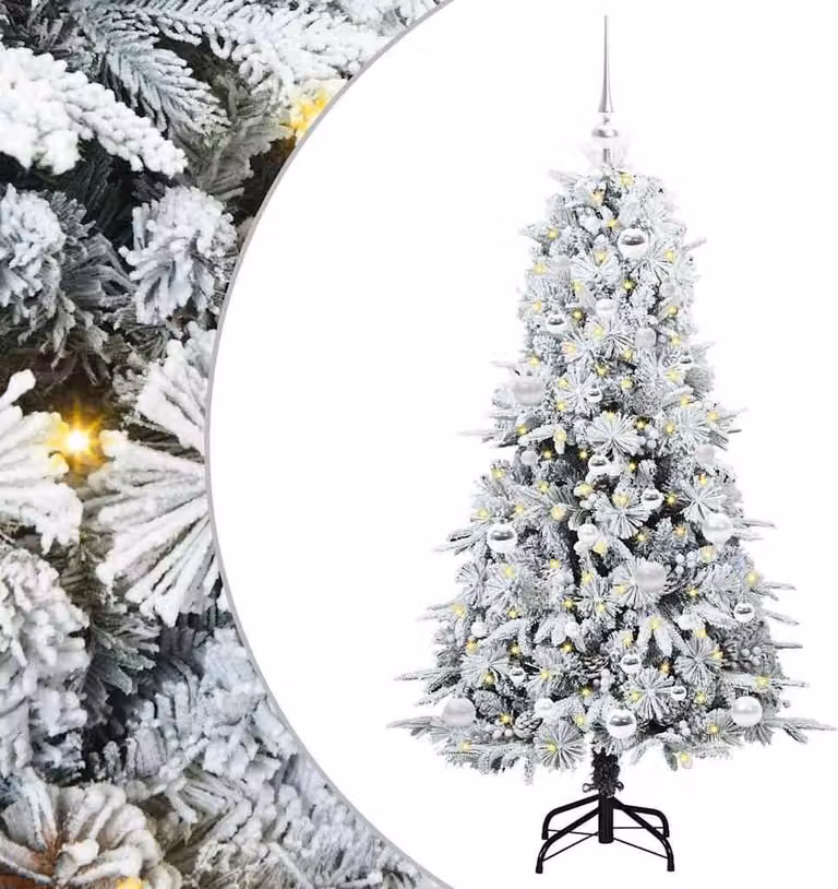 Albero di Natale Artificiale con Rami Pieghevoli Bianco 150 cm