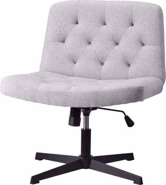 Sedia per ufficio senza braccia per schiena media - Altezza regolabile - Sedia yoga con gambe incrociate - Sedia con appoggio per la schiena - Sedia girevole - Grigio