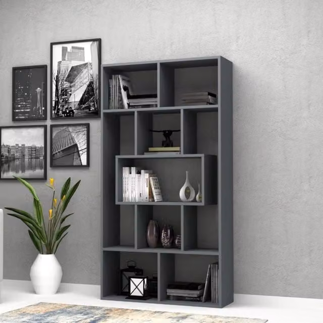 Libreria Face GIORDANOSHOP grigio cemento L 90 cm x P 30 cm x H 170 cm