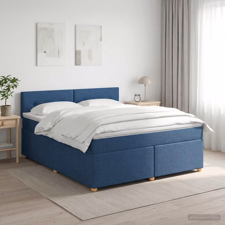 Maison Exclusive - Letto boxspring con materasso e testiera blu 140 x 200 cm Tessuto