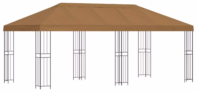 Gazebo con pareti laterali 6 x 3 m Beige Poliestere e Acciaio
