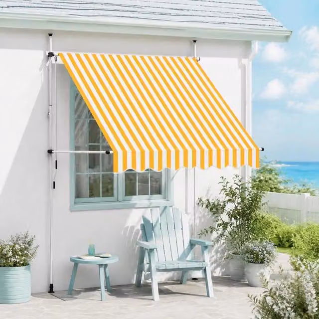 Retractable Awning, Manually Operated, 200 Cm, Orange/white Striped