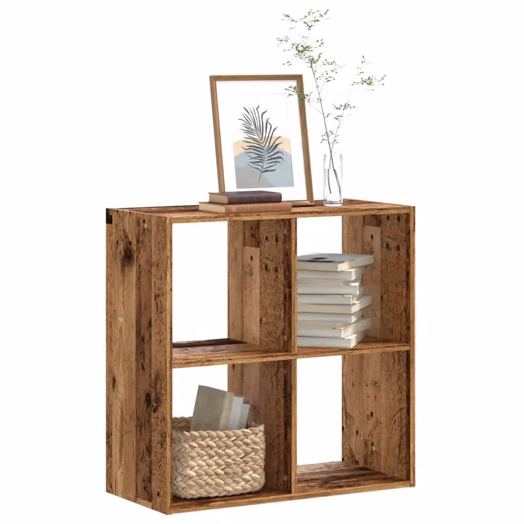 Libreria vidaXL in Legno Multistrato e MDF Stile Rustico Marrone L: 68,5 cm, P: 32 cm, H: 68,5 cm