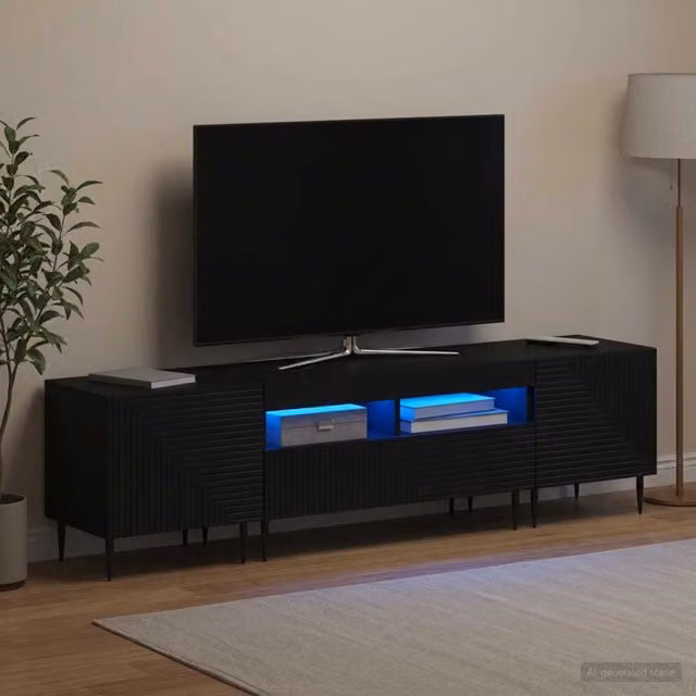 Mobile TV LED a 3 pezzi Nero Legno ingegnerizzato 3416676