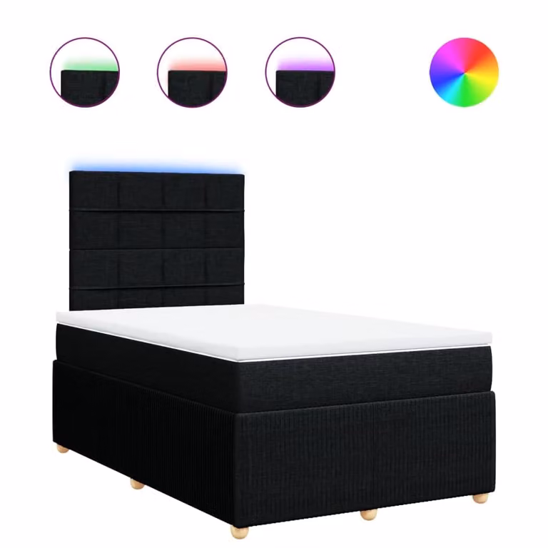 Giroletto a Molle con Materasso Nero 120x200 cm in Tessuto