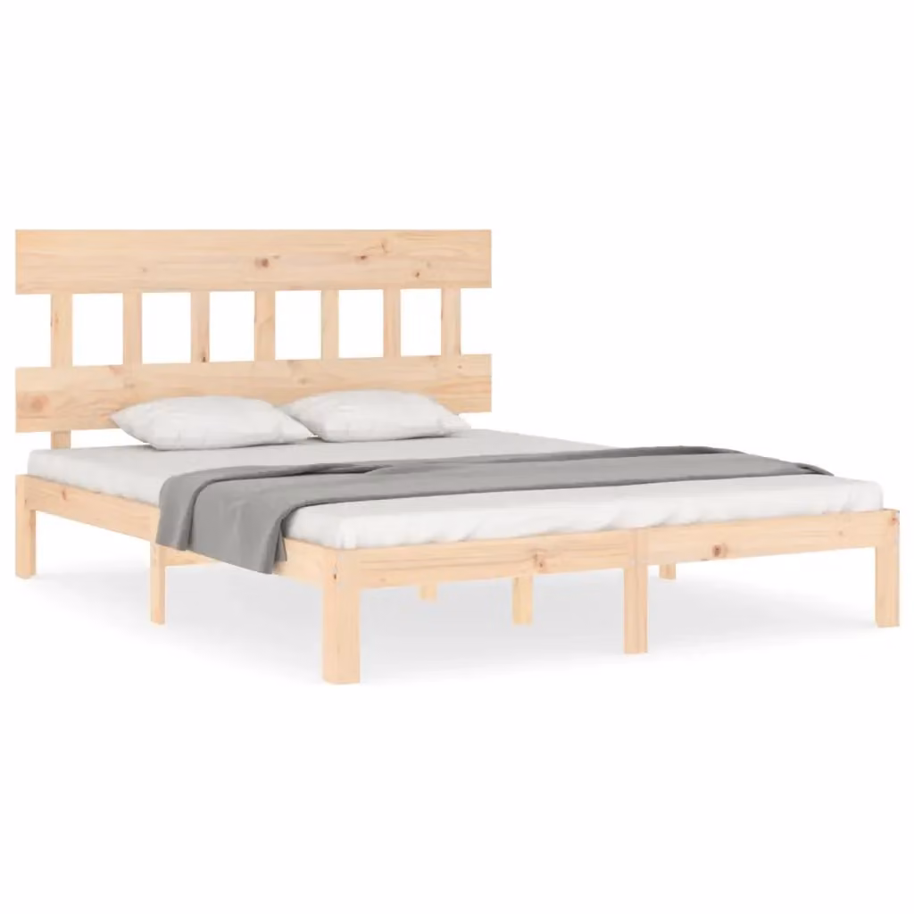 Giroletto vidaXL in legno massello di pino naturale per camera da letto, L/P/H: 160 x 200 x 163,5 cm – 2