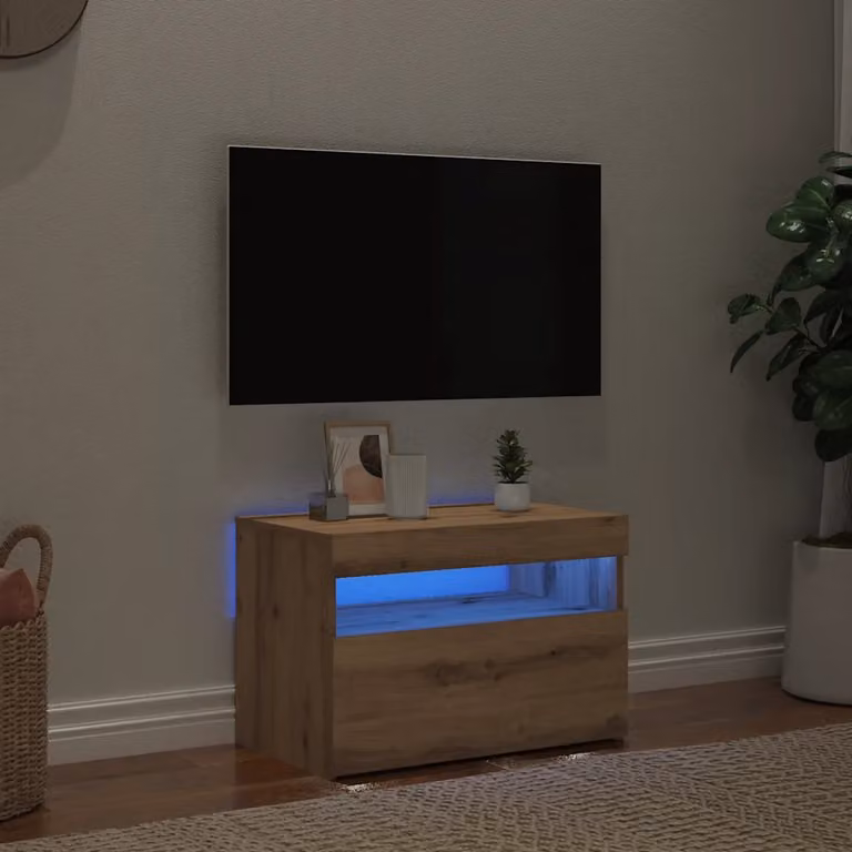 vidaXL Mobile Porta TV Moderno in Legno Marrone con Illuminazione LED Integrata e Ruote L/P/H: 60 x 35 x 40 cm