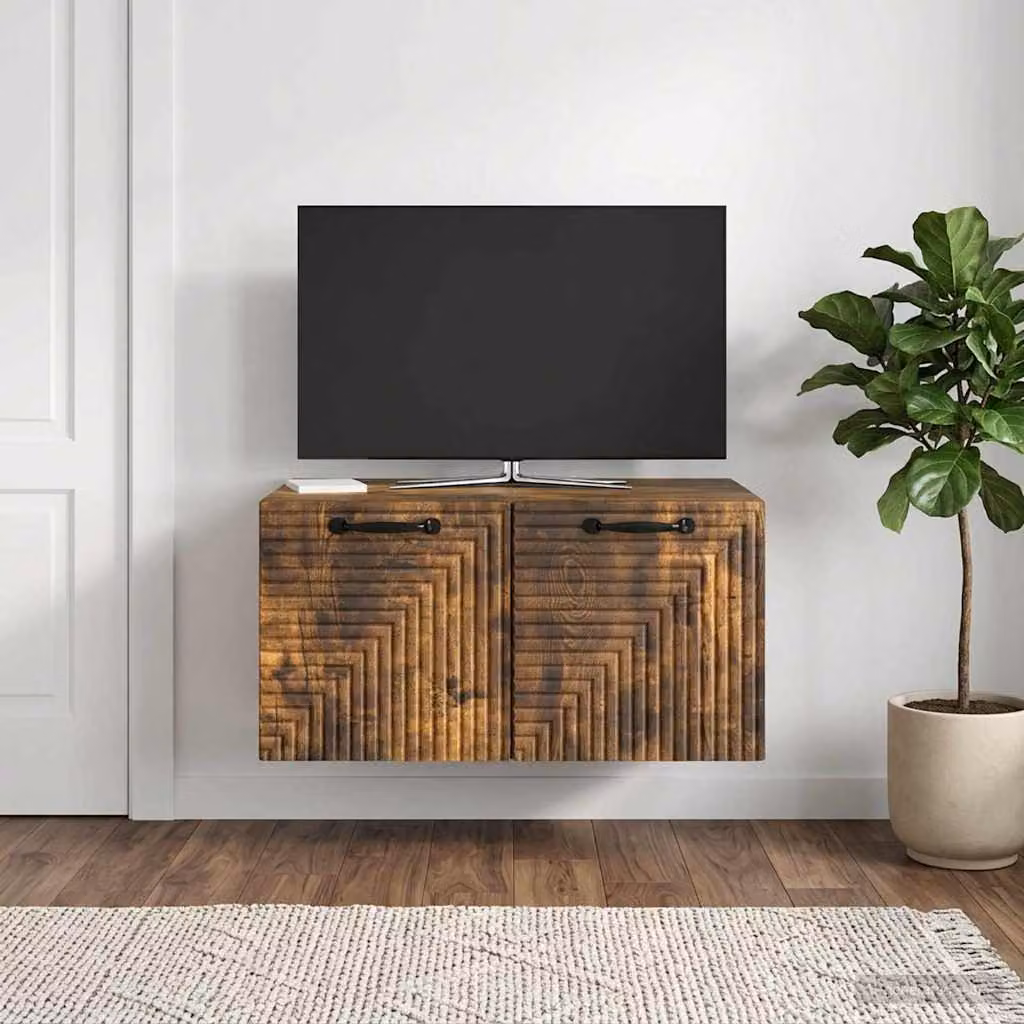 Mobile Porta TV da Muro vidaXL in Rovere Fumo, Design Moderno, L: 59,5 cm, P: 41 cm, H: 30 cm
