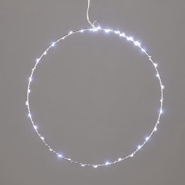 ACA Lighting D40CM cerchio argento 55 LED, CW, 220-240V, IP44, cavo di alimentazione trasparente 3m X065524227