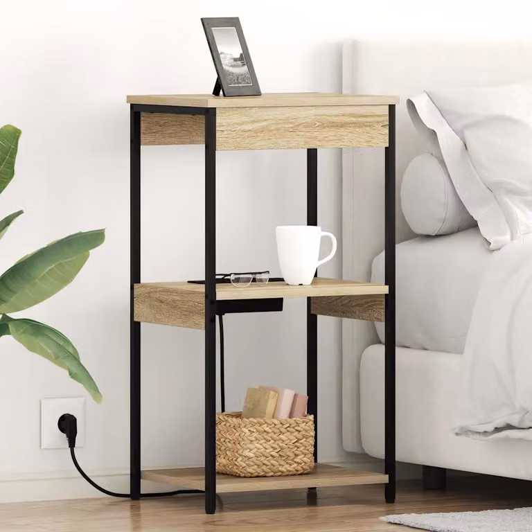 Armadio da notte vidaXL in stile rustico color marrone, L 41 cm x P 31 cm x H 76 cm