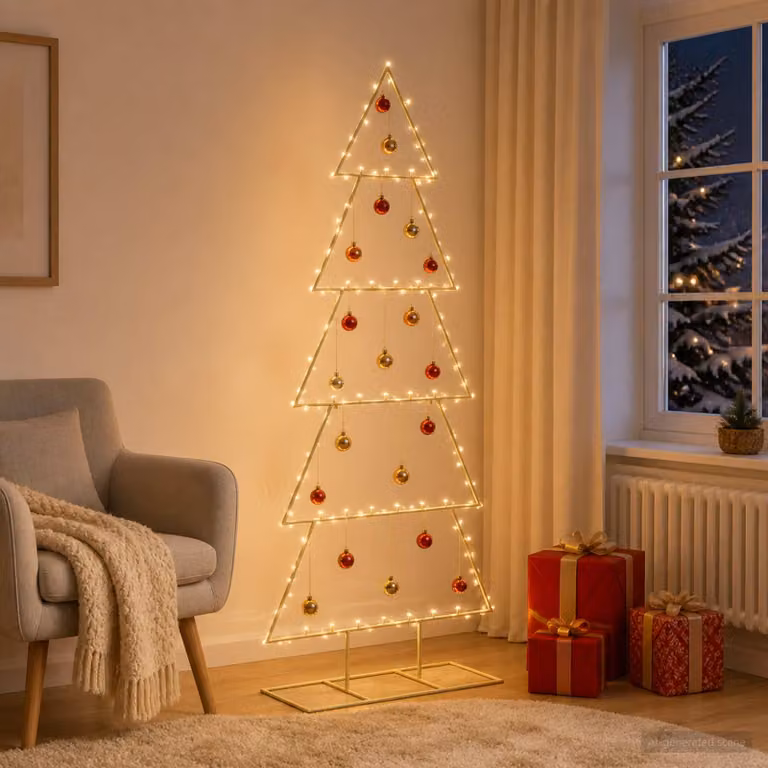 Albero di Natale in metallo vidaXL KUOPIO con supporto, colore oro, Altezza: 150 cm