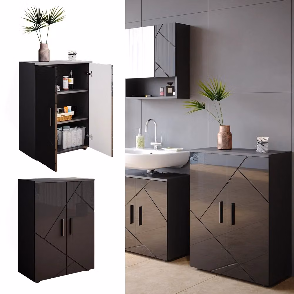 Mobiletto bagno Irma Vicco colore antracite lucido L: 60 cm, H: 81 cm – 2