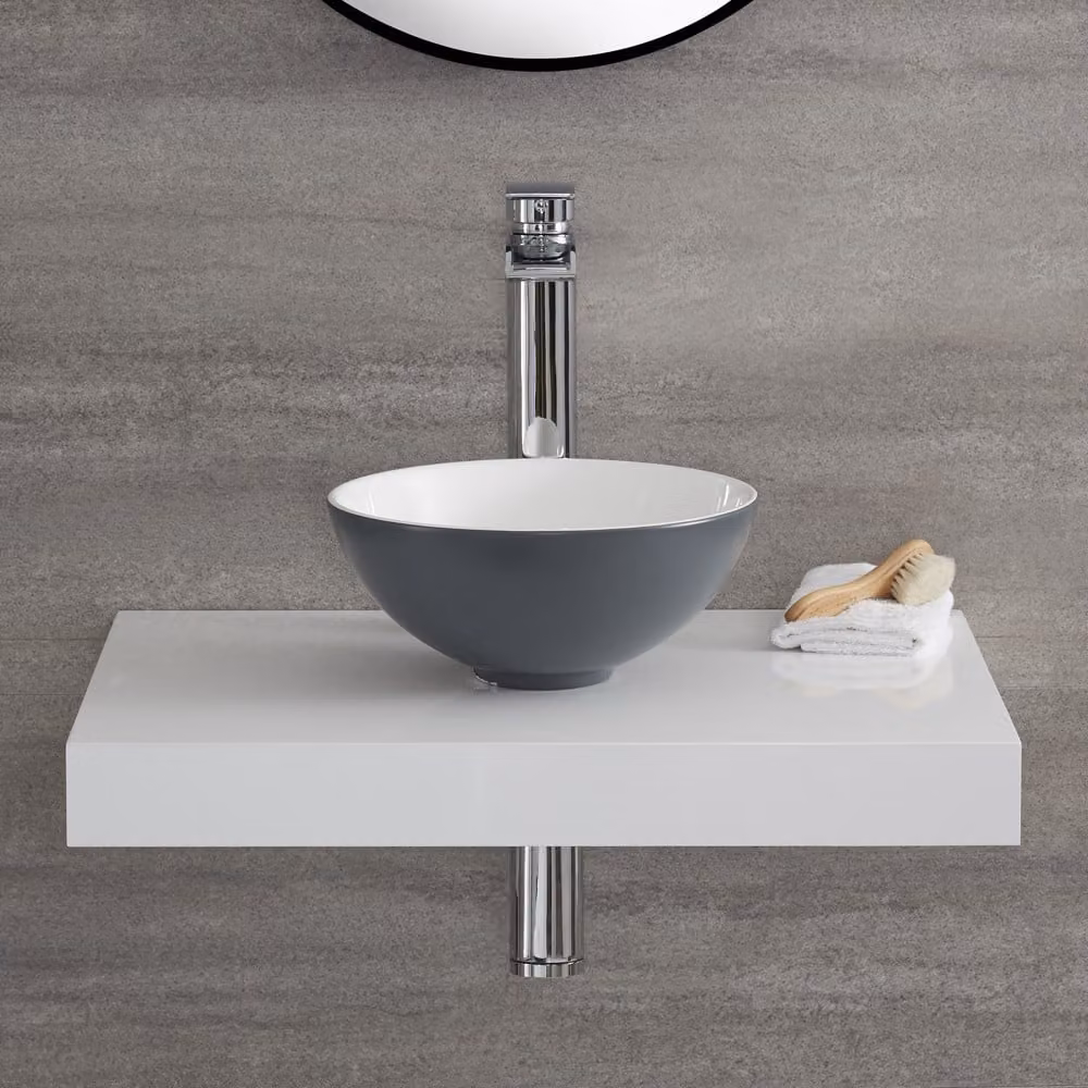 Lavabo Bagno da Appoggio Tondo Grigio 120 x 280mm - Witton