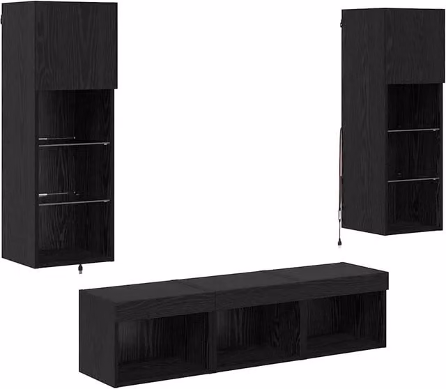 Unit¨¤ per TV a Muro 5 pz | Armadietto TV | Mobile Porta TV Rovere Nero Legno multistrato