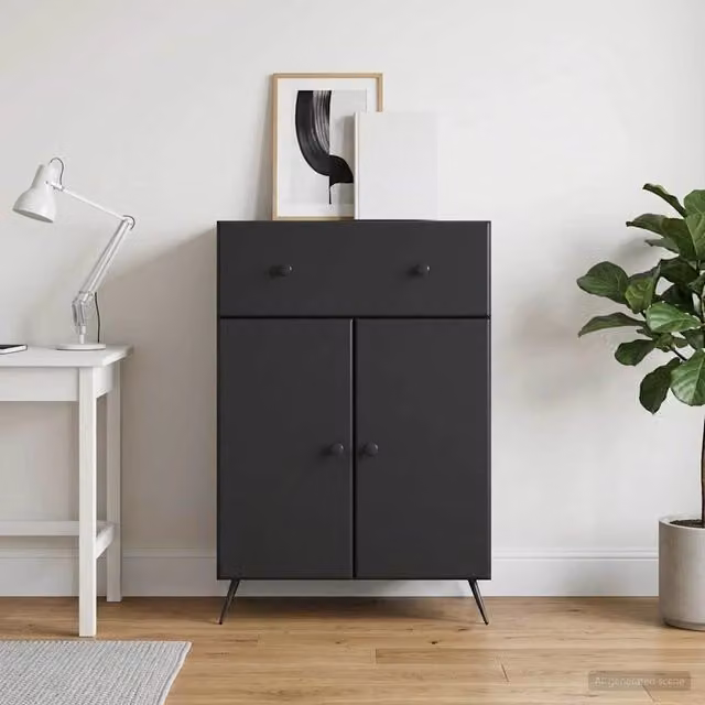 Credenza moderna vidaXL in legno MDF nero L: 66 cm, P: 34,5 cm, H: 90 cm