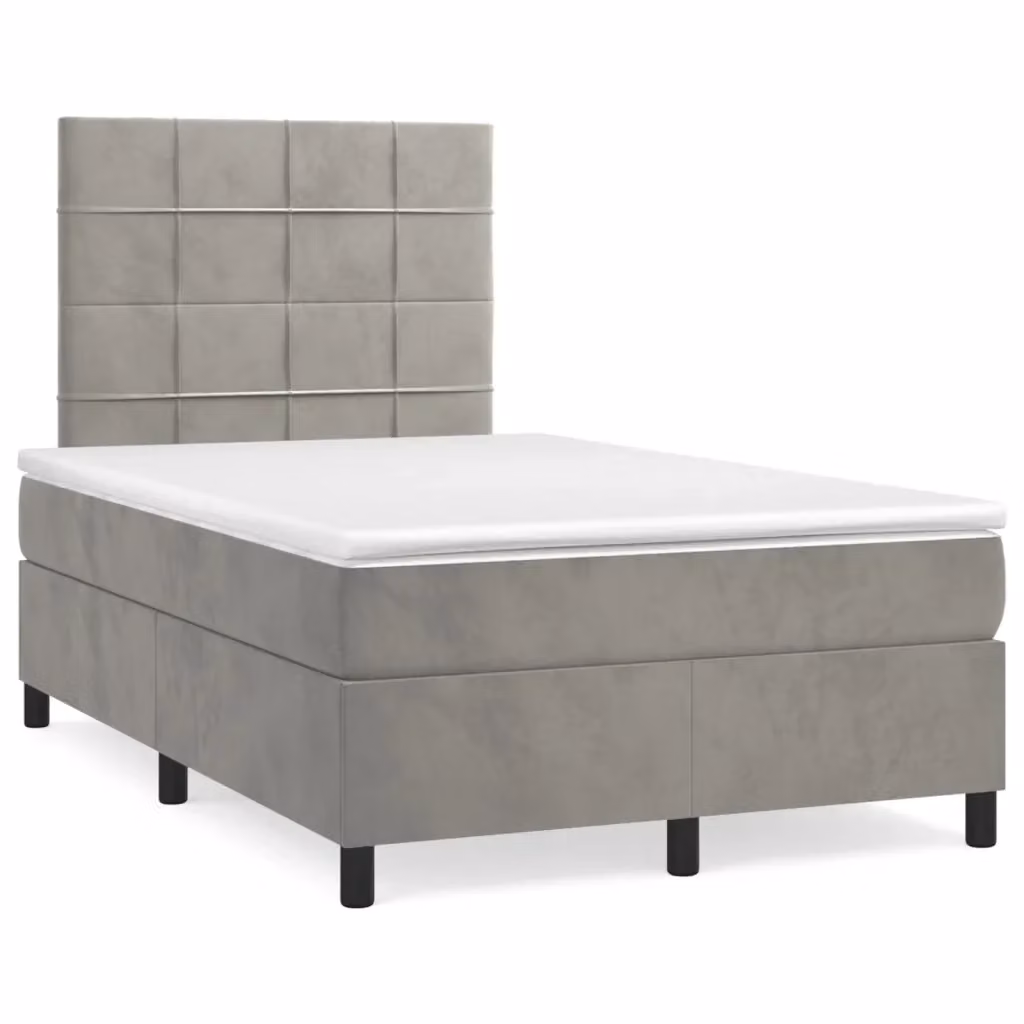 Letto a molle con materasso ibrido vidaXL in velluto grigio e bianco L/P/H: 200 x 120 x 4 cm – 2