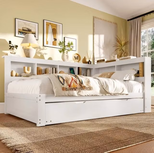 Divano letto 140x200 cm con letto estraibile; prese e 2 porte USB in MDF e pino bianco