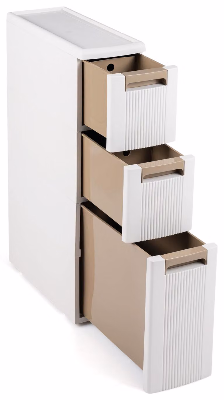 KOMFOTTEU, mobiletto a scomparsa da nicchia, 18 cm di larghezza, carrello stretto con 3 cassetti
