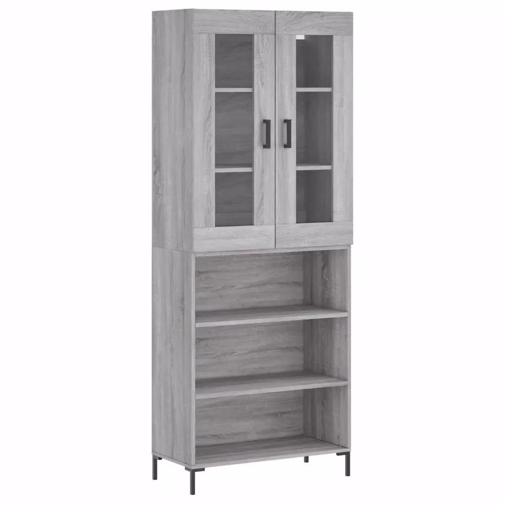 Credenza moderna vidaXL in legno e metallo, colore grigio, L: 69,5 cm, P: 34 cm, H: 180 cm – 2
