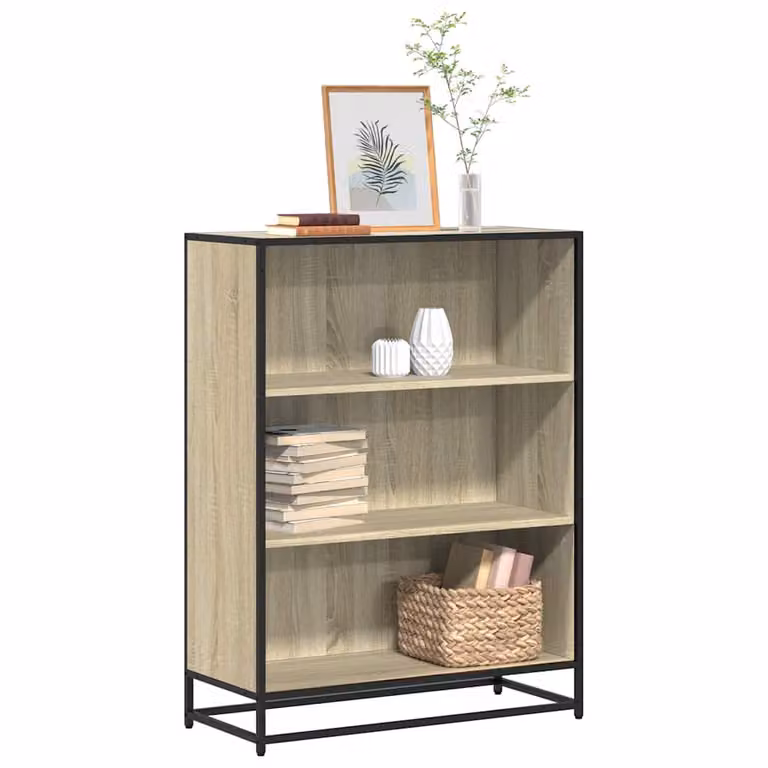 Libreria in stile industriale vidaXL in legno e metallo, colore beige e marrone, L 80,5 cm x P 35 cm x H 107,5 cm