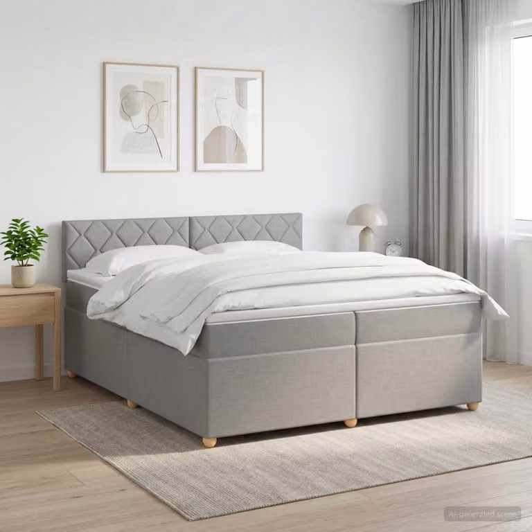 Maison Exclusive - Letto boxspring con materasso Grigio chiaro 200 x 200 cm Tessuto