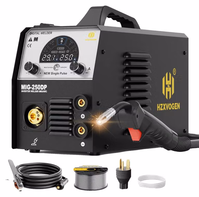 Saldatrice, funzionalità 5 in 1, controllo sinergico efficiente, MIG250DP