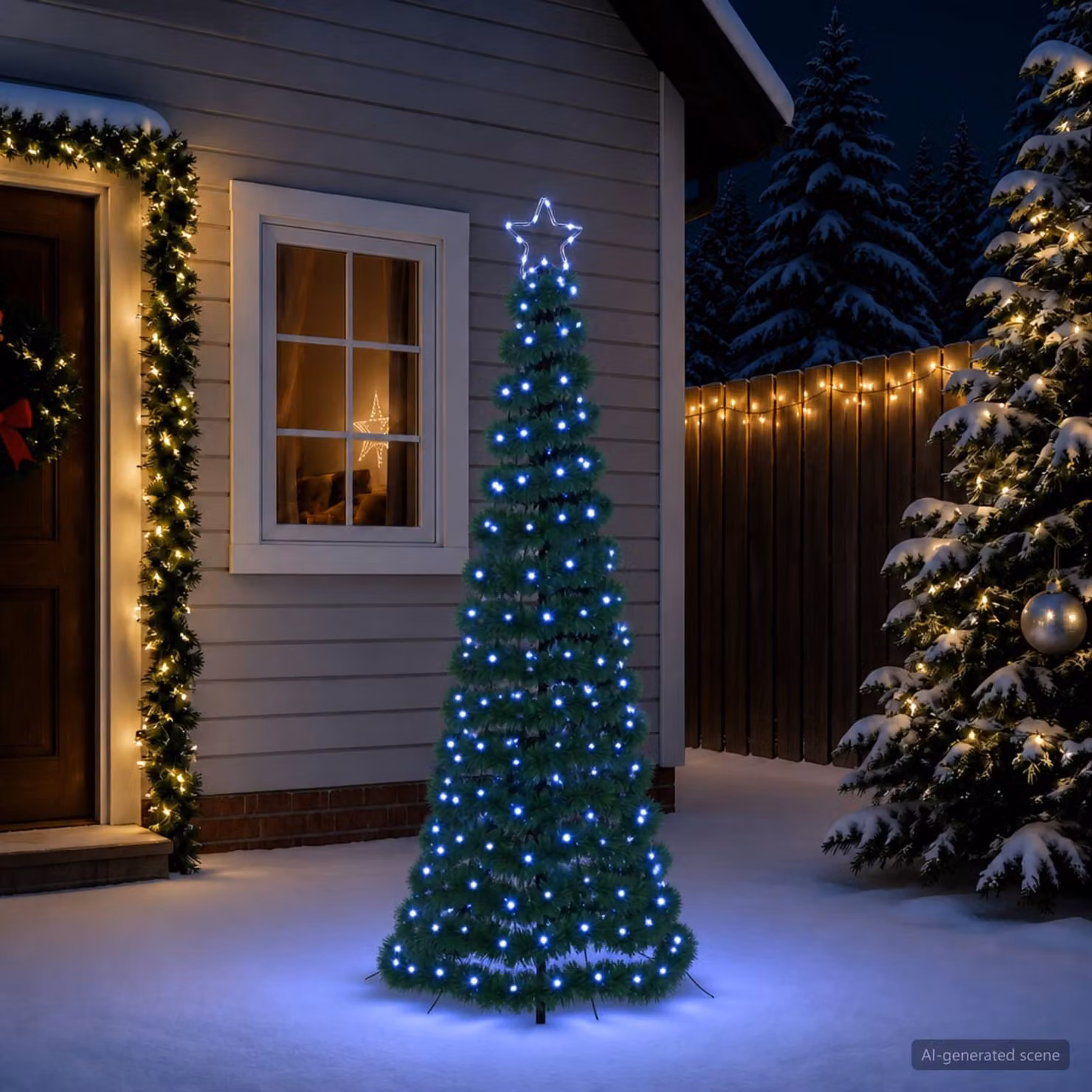 vidaXL Albero di Natale a LED in tinsel con picchetto EKENAS 180 cm
