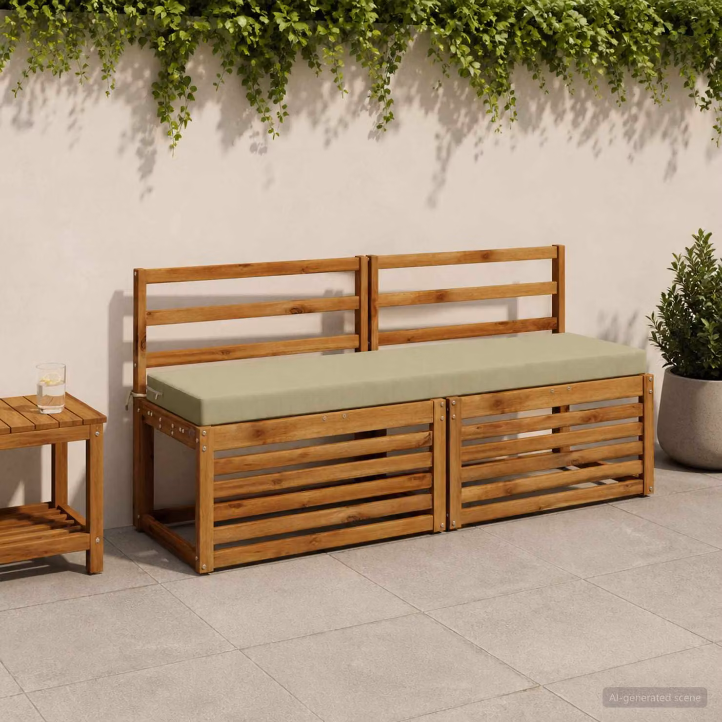 Set di 2 cuscini per panchina vidaXL SOEST verdi in poliestere con imbottitura in schiuma e coperture lavabili L: 140 cm, P: 40 cm, H: 4 cm