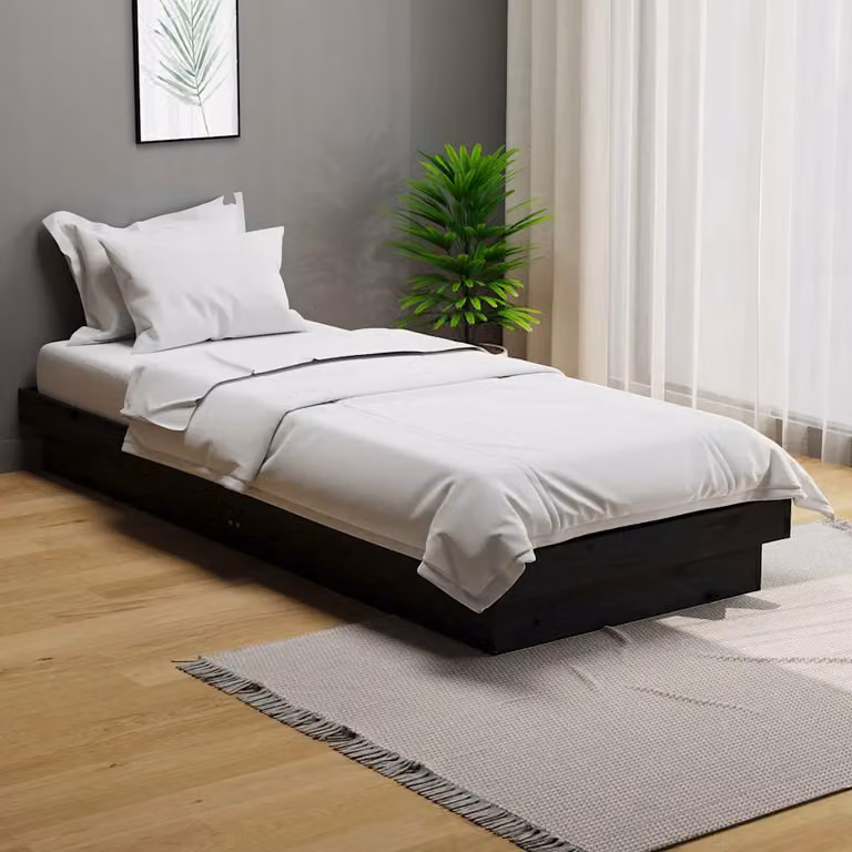 Giroletto vidaXL in legno massello di pino nero con doghe fisse, L/P/H: 190 x 80 x 21 cm