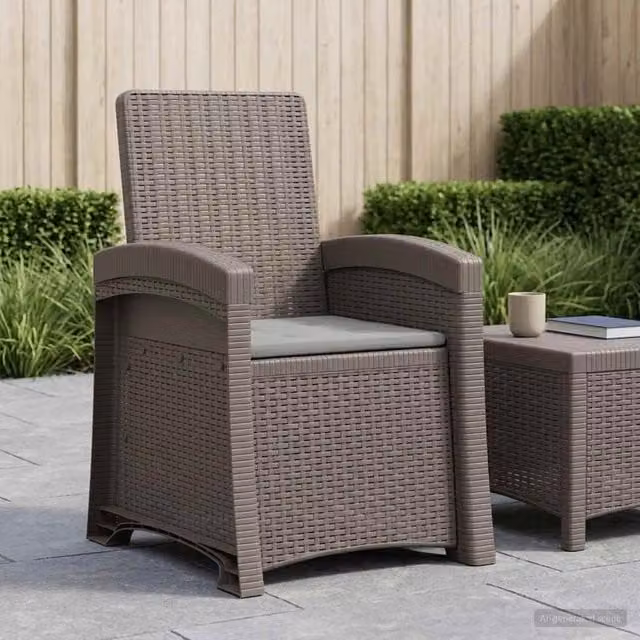 Sedia da giardino reclinabile vidaXL in effetto rattan grigio per esterni e relax – 1