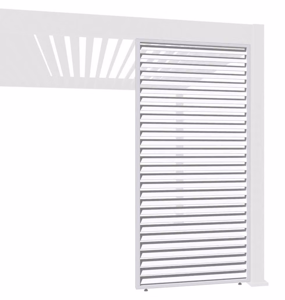 Pannello divisorio orizzontale in alluminio bianco per pergole, ideale per creare privacy