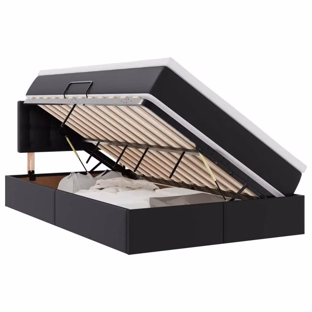 Letto con contenitore e illuminazione LED vidaXL in pelle sintetica nera L 120 x P 200 cm, H 88 x L 120 x P 200 cm – 2