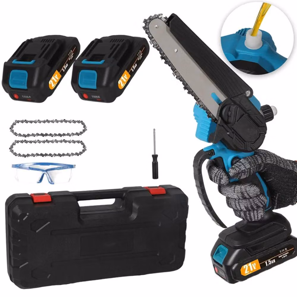 Troncatrice a batteria compatta - Lame da 15 cm - 2 batterie da 21 V - Lubrificazione automatica - Impugnatura antiscivolo - Portatile