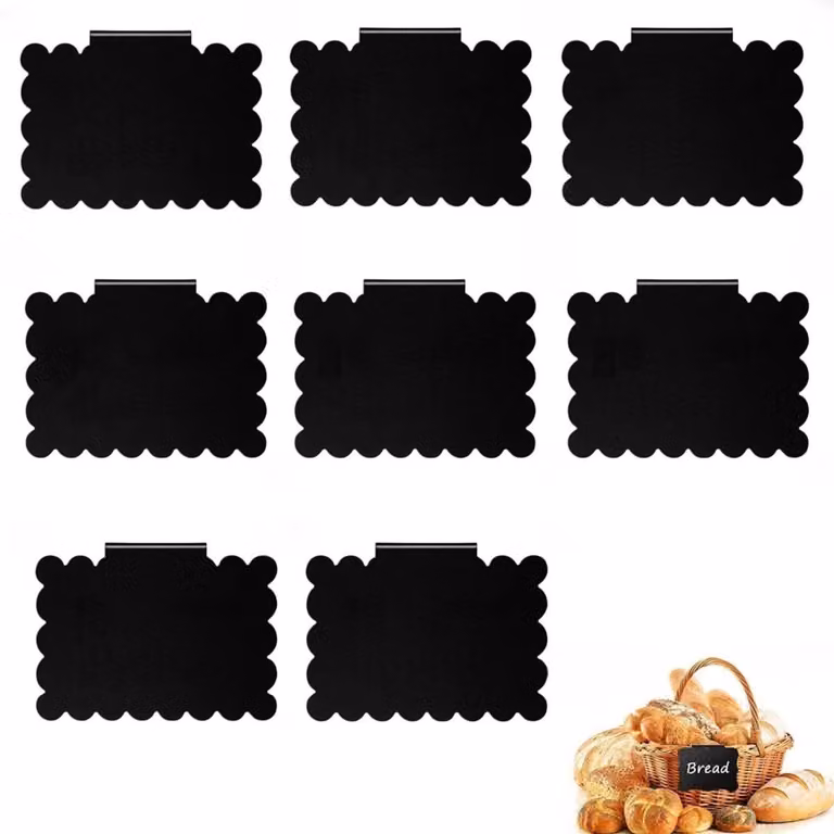 Etichette adesive per cesti, 8 supporti in plastica rimovibili, cartellini per prezzi per cucina, sala da pranzo, negozio (quadrati)