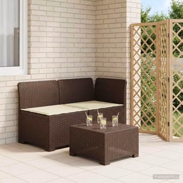 Divano da giardino a 2 posti vidaXL in stile rattan moderno con cuscini beige e marroni per terrazzo o balcone – 1