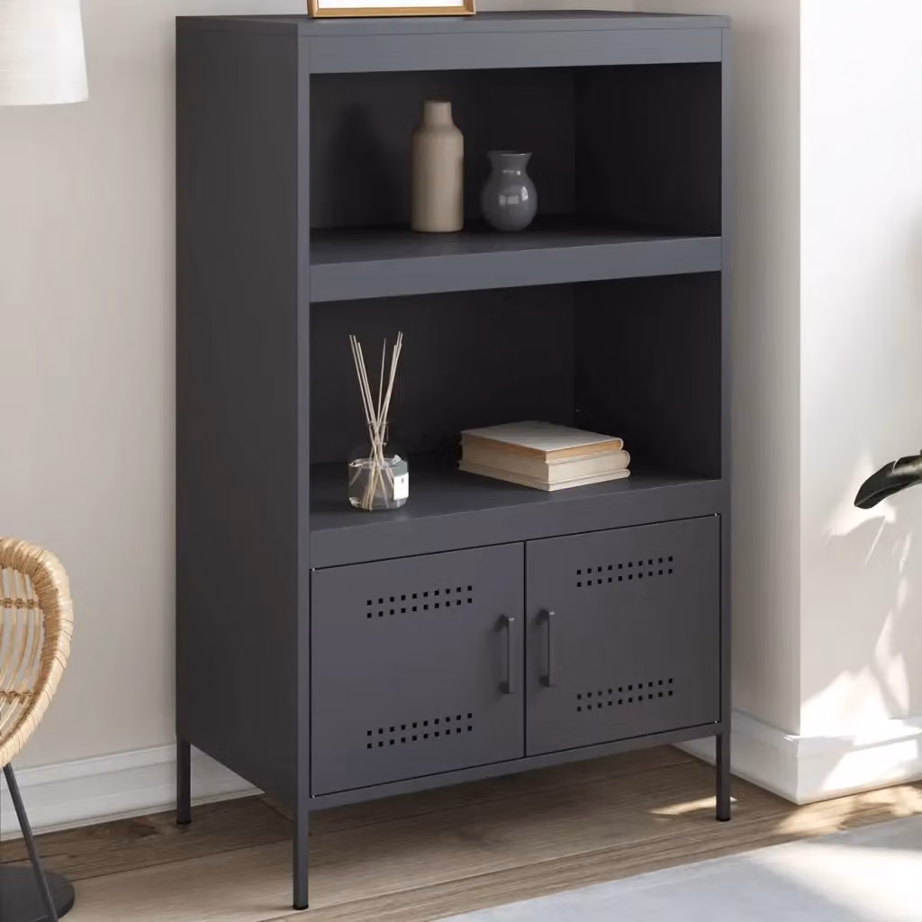 Credenza Buffet in Acciaio Antracite Stile Industrial L: 68 cm, P: 39 cm, H: 113 cm – 2