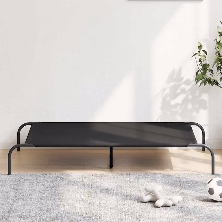 Cuccia per cani rialzata vidaXL nera in tessuto Oxford e acciaio L: 130 cm, P: 80 cm, H: 20 cm
